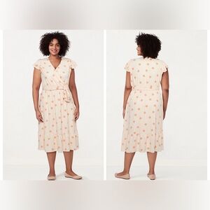 LC Lauren Conrad Flutter polca dot Faux-Wrap Midi Dress; NWT; size 0X